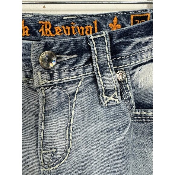 Rock Revival Size 26 Suko Ankle Skinny Light Wash Jeans Embellished - Picture 6 of 12